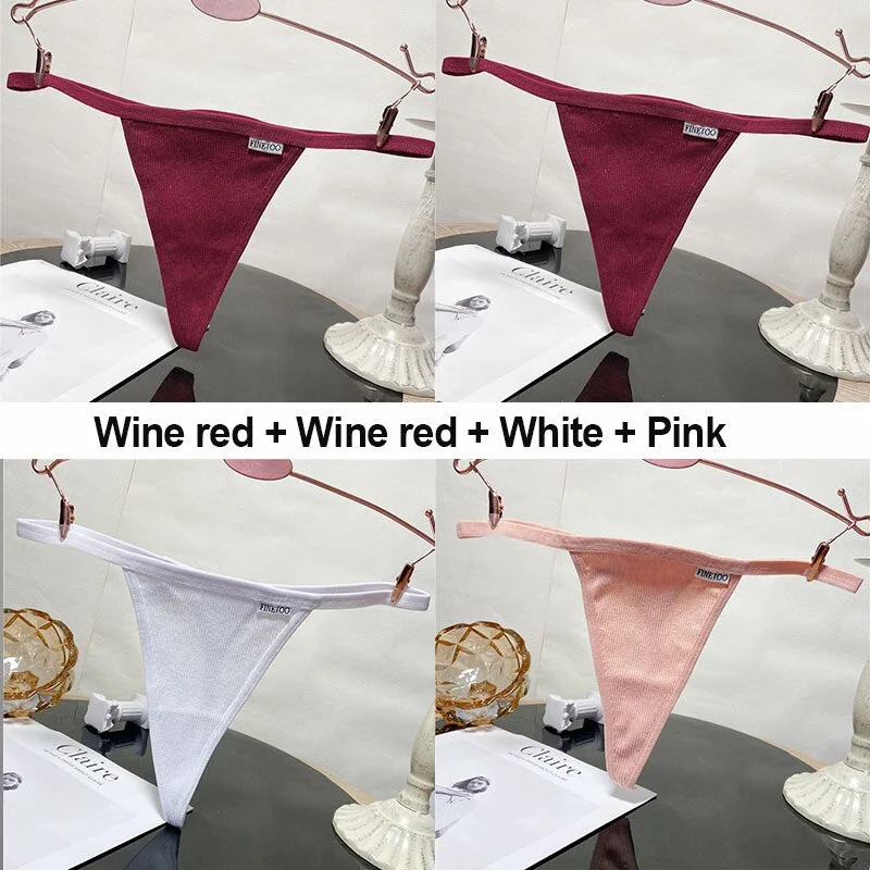 4PCS/Set Sexy G-String Women's Panties Cotton Underwear Lingerie for Female Underpants T-Back Panties Briefs Thong Intimates