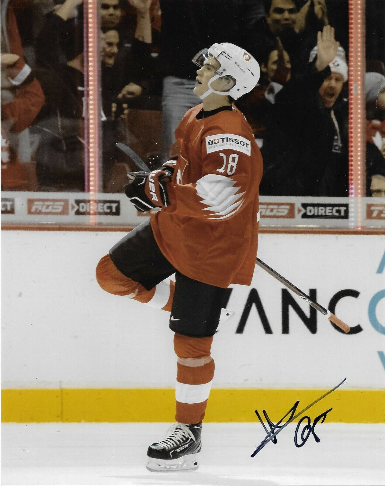 Switzerland Valentin Nussbaumer Signed Autographed 8x10 NHL Photo Poster painting COA #6