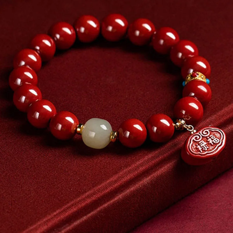 Cinnabar Jade Healing Protection Charm Bracelet