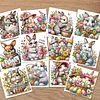 12PCS Diamond Painting Easter Bunny Greeting Card Kit for Birthdays Thanksgiving & Special Occasion