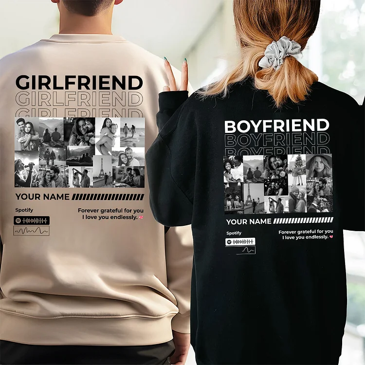 Valentine Gift For Boyfriend Unique Custom Photo Sweatshirt-Printed back Sweatshirt