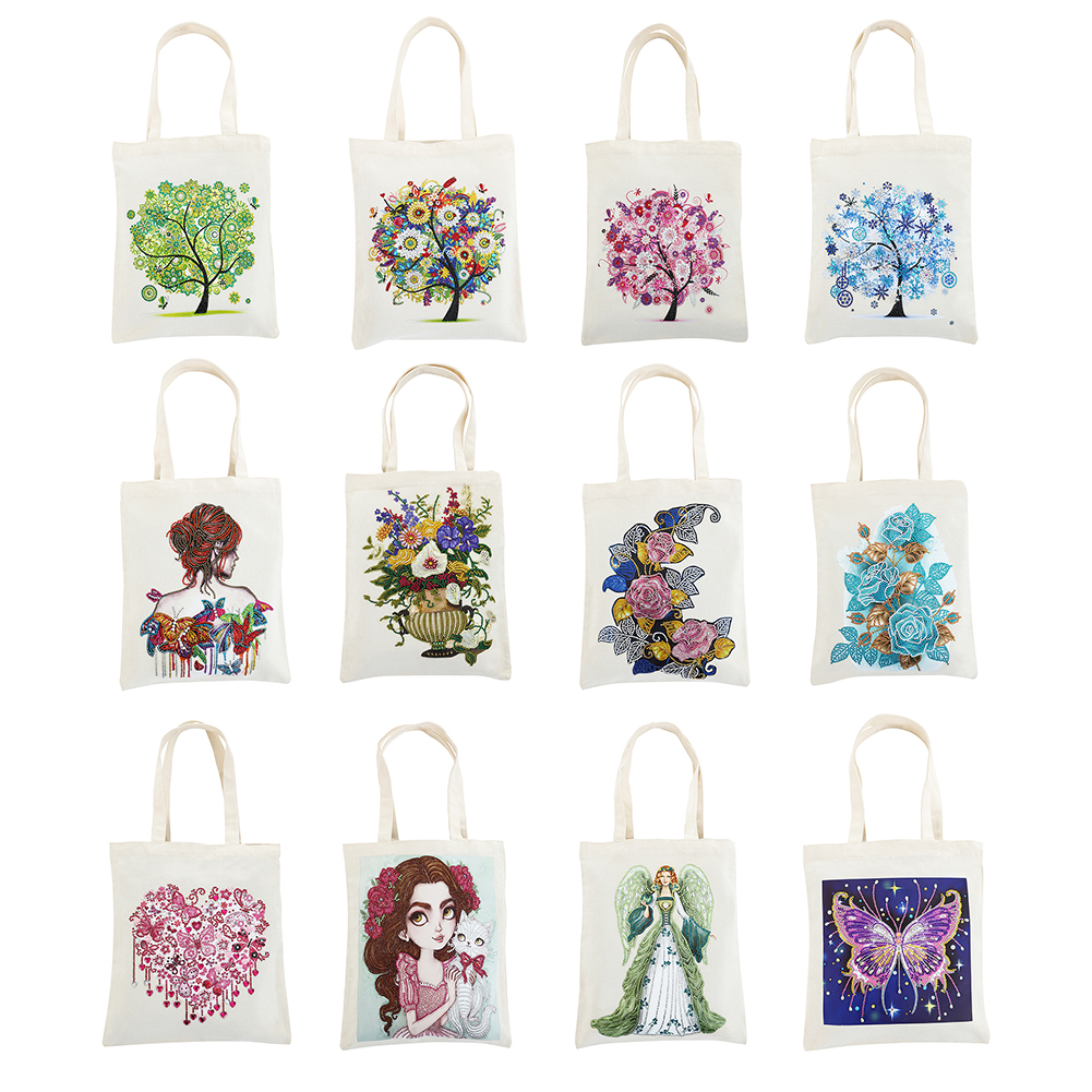 DIY Diamond Art Bags Replaceable Canvas Linen Diamond Painting Grocery Bags  Elk Diamond Painting Tote Bag for Women Adults Craft