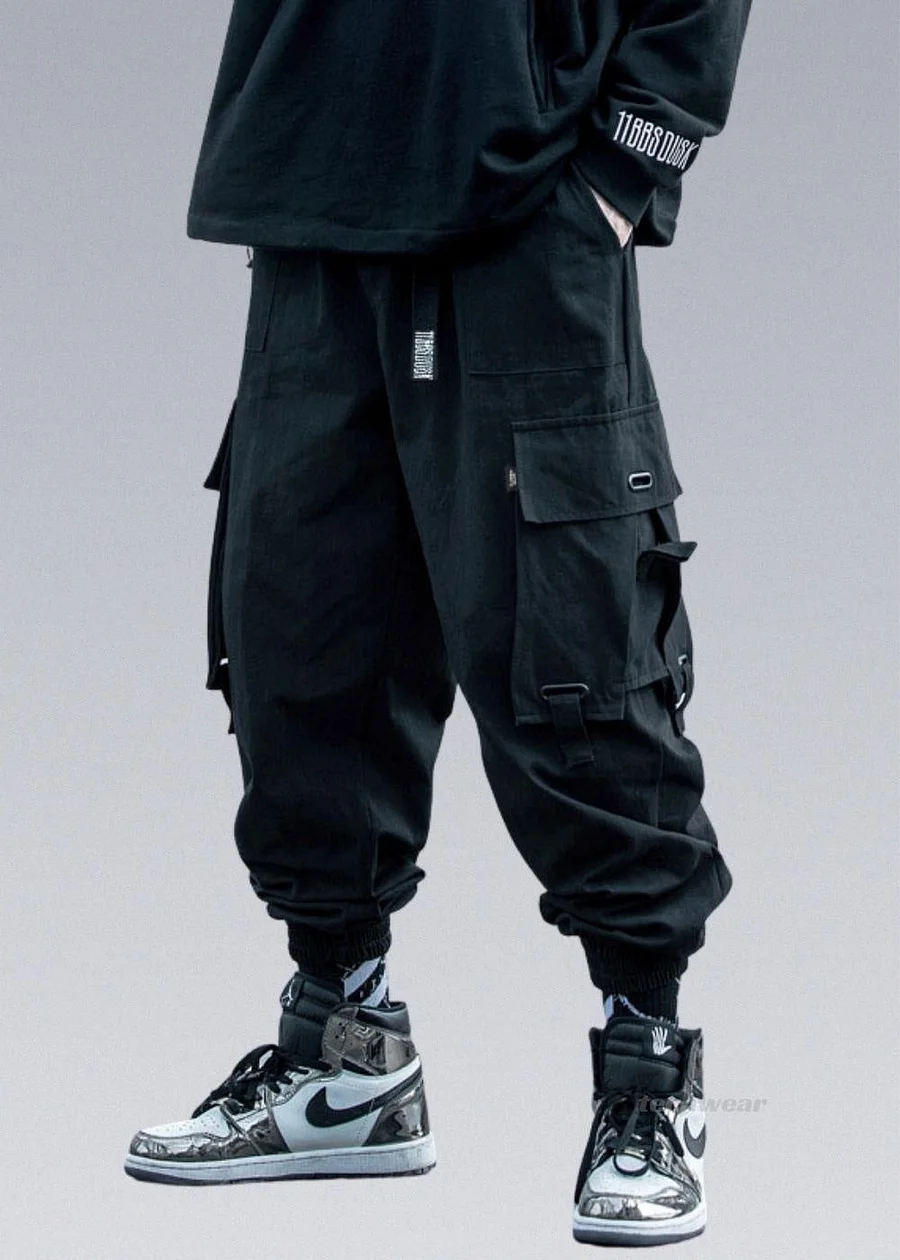 Black Stacked Cargo Pants - Darkwear, Warcore Shop - X