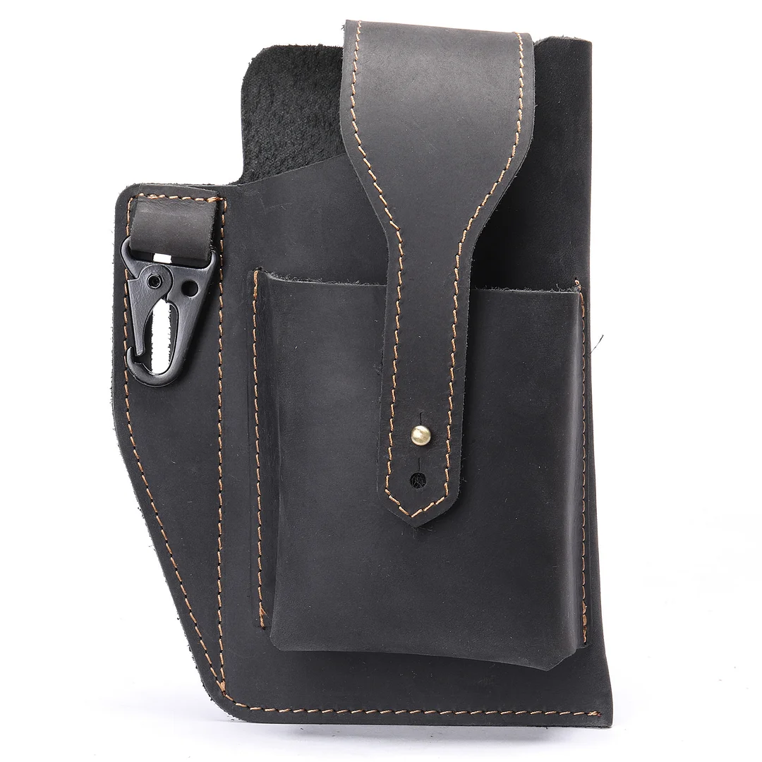 Handmade Solid Color Leather Belt Bag