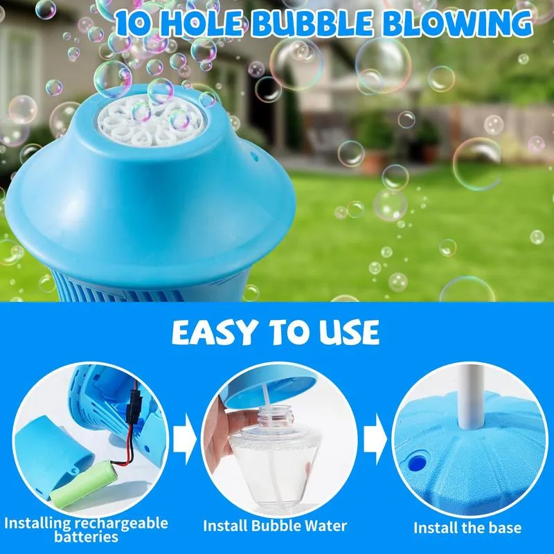Présentation du produit : Machine à bulles pour enfants – Support à hauteur réglable, plus de 20 000 bulles par minute, canon à bulles automatique pour s’amuser