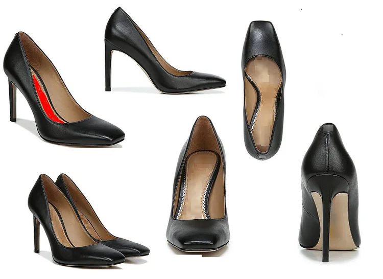 Custom Made Black Square Toe Stiletto Heel Classy Pumps |FSJ Shoes