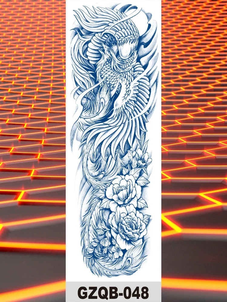 Temporary Flower Full Arm Waterproof Tattoo Stickers Banshee Warrior Crane Angel Lotus Juice Ink Men Women Girl Leg Fake Tatoo