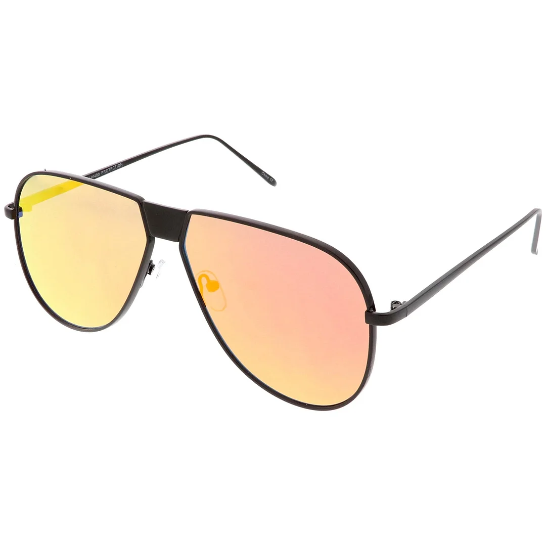 Oversize Metal Aviator glasses With Color Mirror Flat Lens 61mm