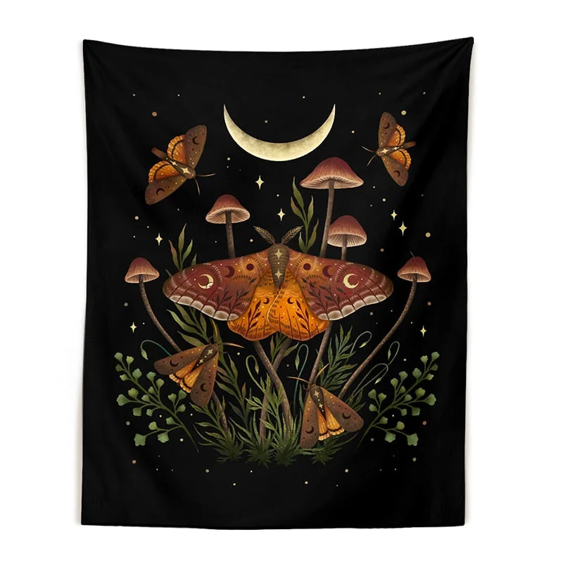 Nordic Psychedelic Butterfly Tapestry Mushroom Chart Diagram Bohemian Hippie Witchcraft Tarot Wall Art Boho Decor wall hanging