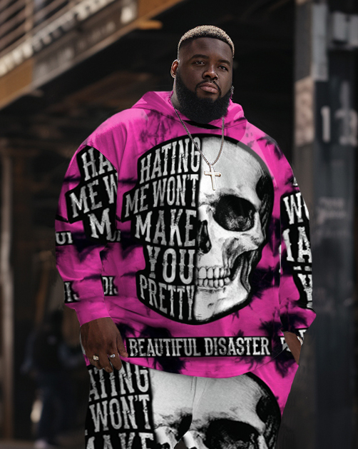 Men's Big and Tall Skull Letters Graffiti Hoodie Set of Two