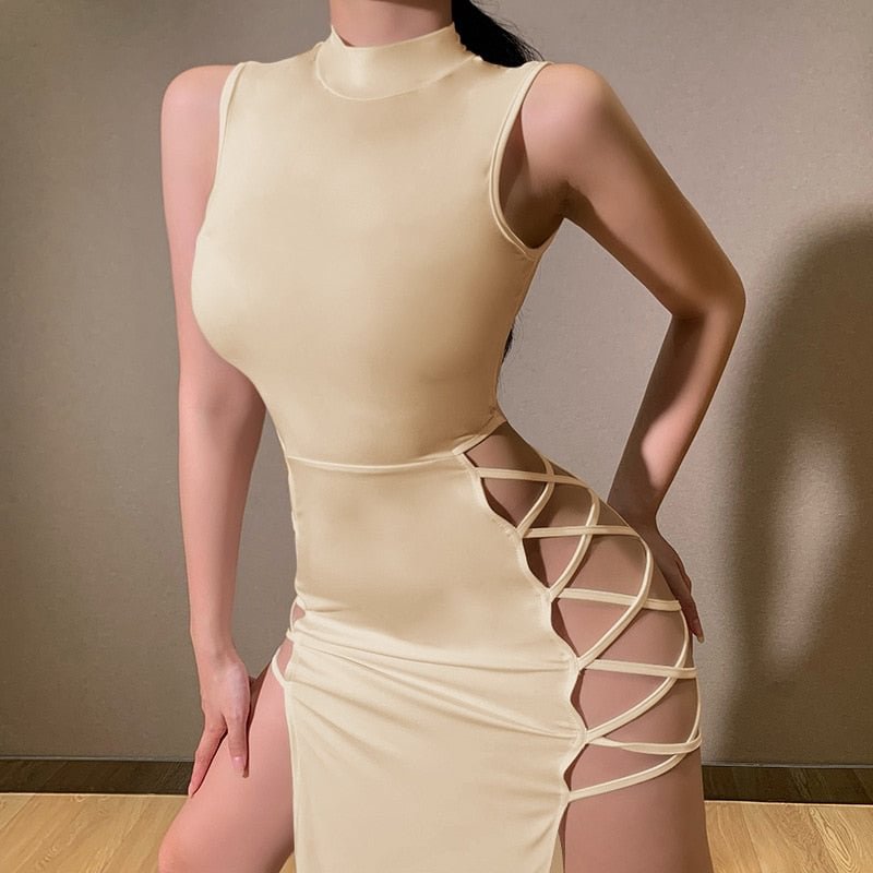 Fashion Women Summer 2022 Elegant Bandage Sexy Dress for Women Club Party Backless Tank Dresses Sleeveless Skinny Female's Robe