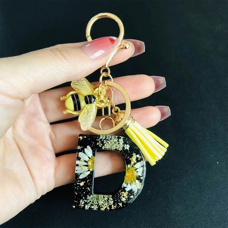 Minimalist Classic Style Letter Bee Resin Unisex Bag Pendant Keychain
