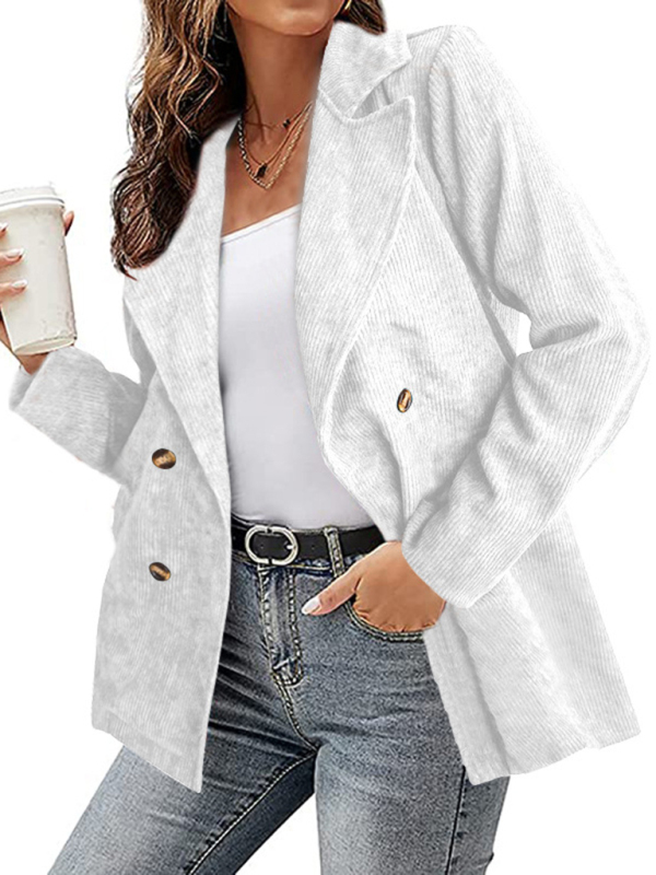 Mature Women New Style Blazer Solid Color Suit Button Coat