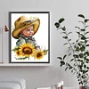 Enfant Cowboy Tournesol Compl&egrave;te Rond Diamant Peinture 30X40CM