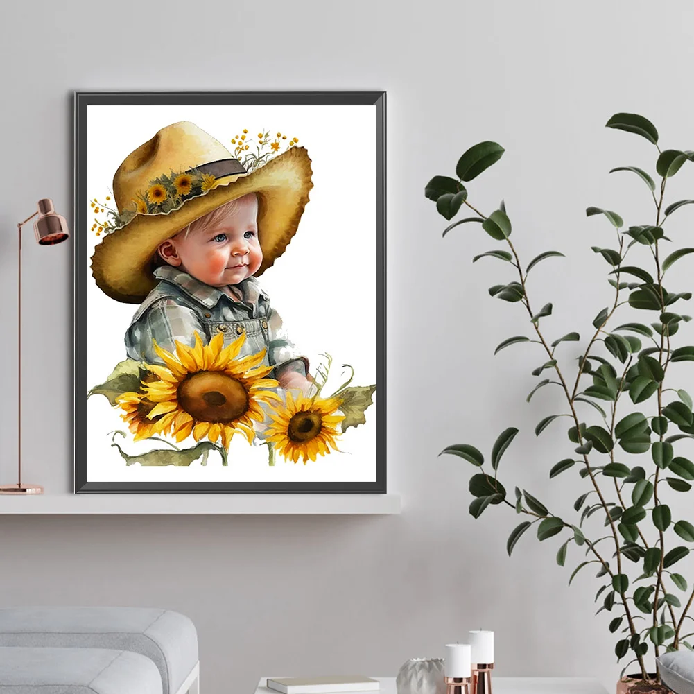 Diamond Painting - Full Round Drill - Sunflower Cowboy(Canvas|30*40cm)
