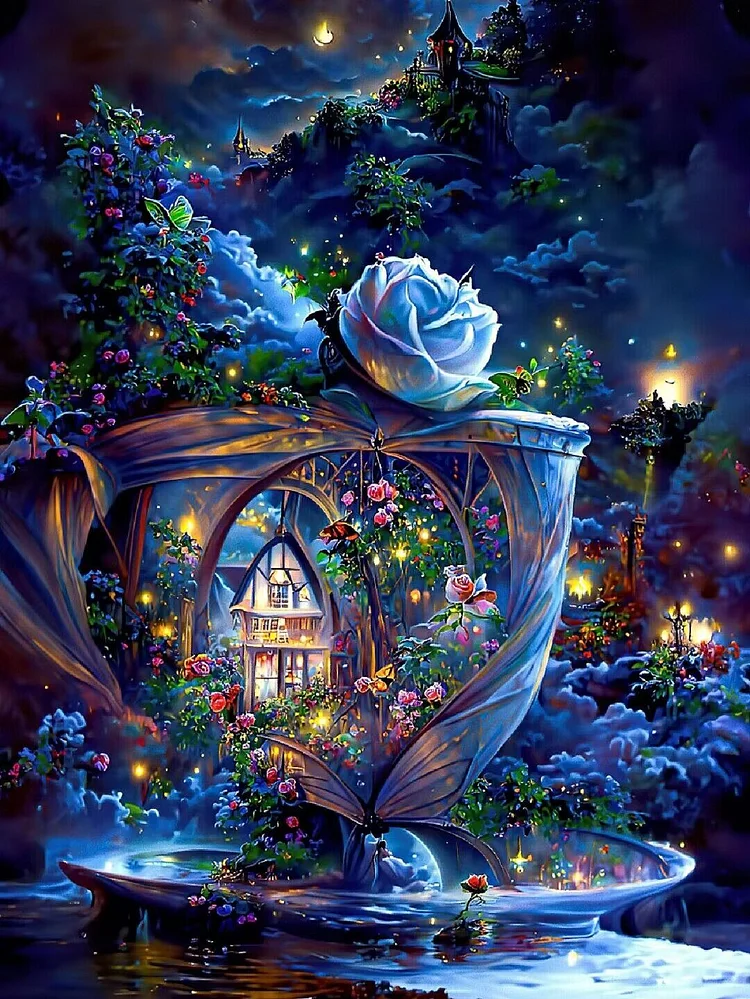 Teacup Flower Landscape 40*50CM(Canvas) Full Round Drill Diamond Painting gbfke