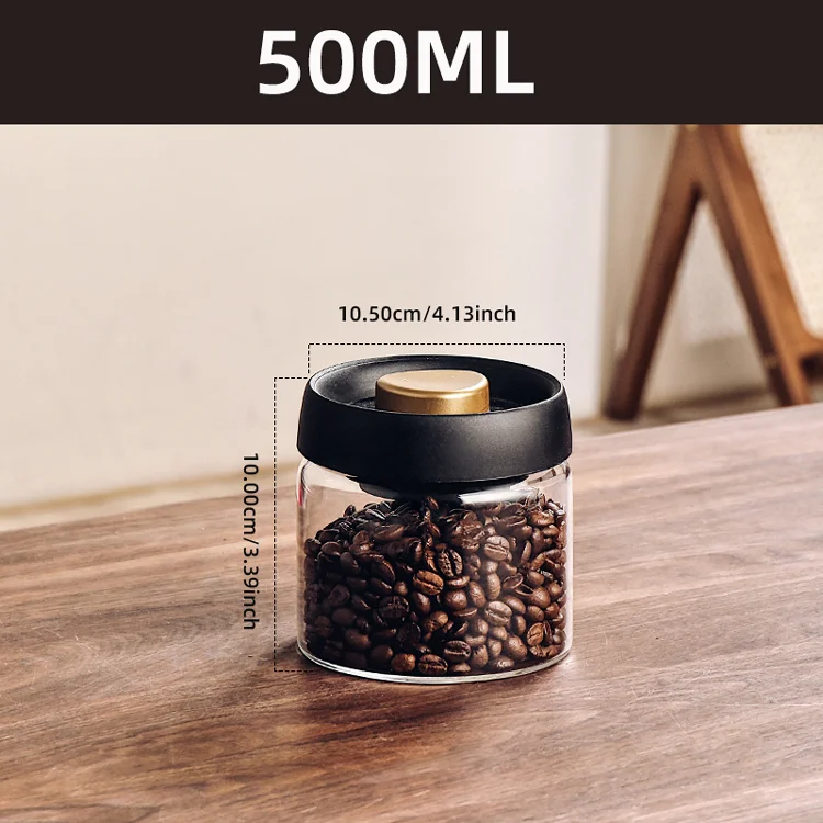 MYVIT Borosilicate Glass Kitchen Storage Jar, Coffee Jar with Sealing Lid, Transparent Food Storage Container