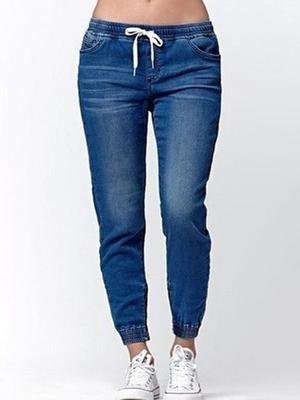 Women's Drawstring Denim Pencil Pants Oversize Casual Pencil Trousers