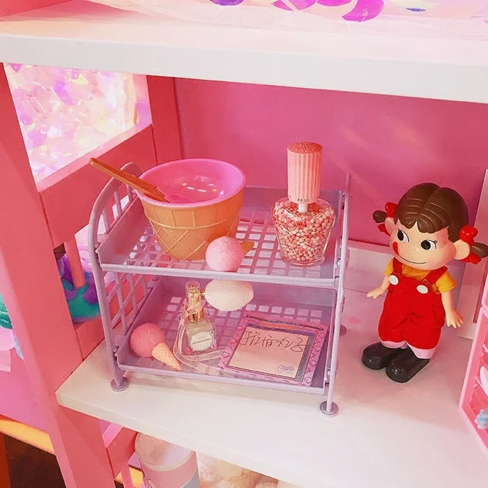 W&G Cosmetic Storage Rack Organizer Shelf Student Office Bathroom Kitchen Rack Dormitory Desktop Cute Storage Box Organizer Ins