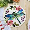 Dragonfly Floral-DIY Embroidery Kits for Craft Lover Hand Stitch 29x29cm Include Embroidery Cloth Hoops Threads tapestrymarket