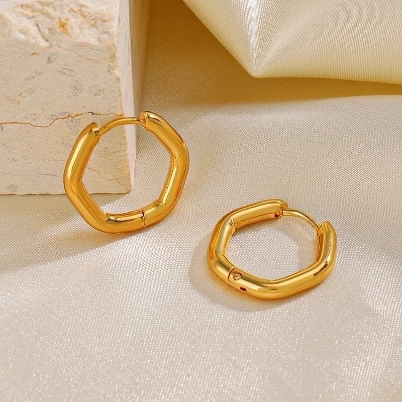1 Pair Minimalist Hexagon Plating 304 Stainless Steel 18K Gold Plated Earrings