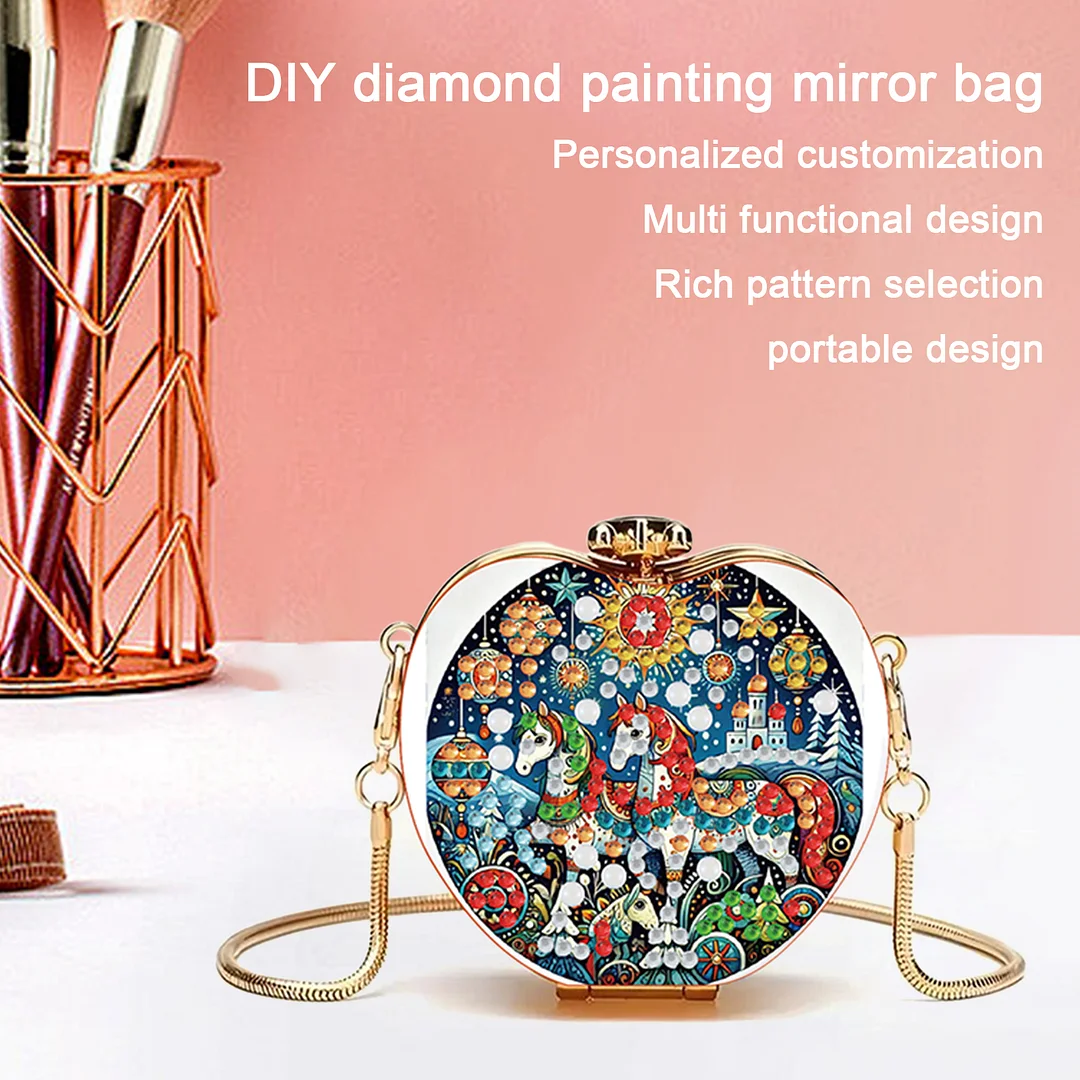 Horse DIY Acrylic Love Art Diamond Painting Coin Purse with Chain for Women Girl