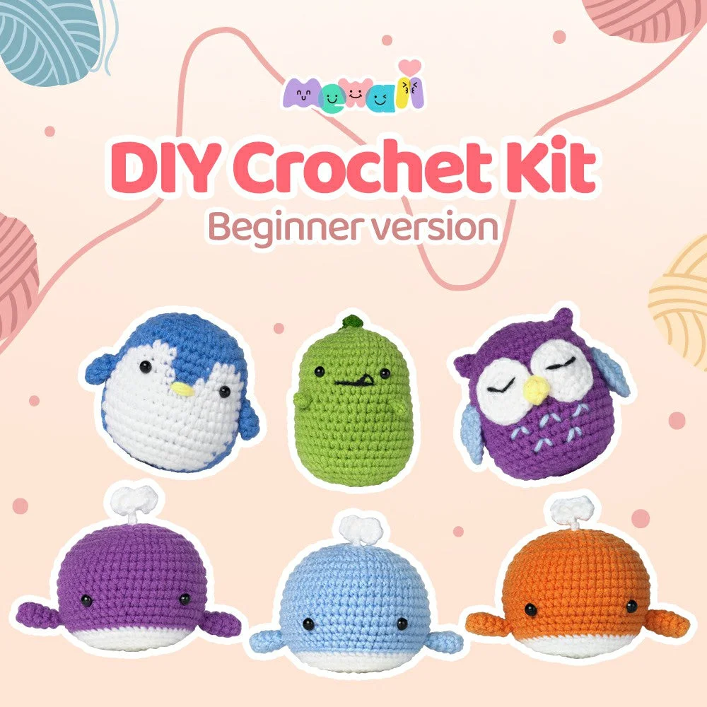 Mewaii Purple Whale Beginners Crochet Kit with Easy Peasy Yarn