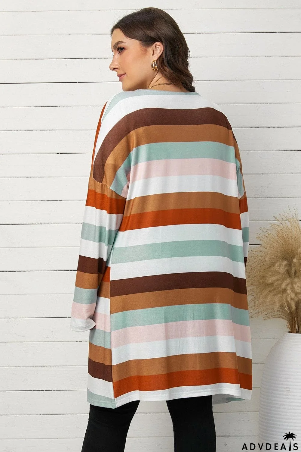 Stripe Plus Size Cardigan