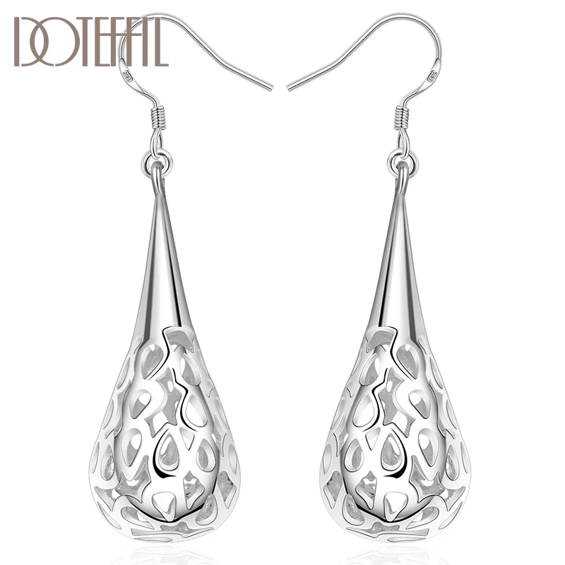 DOTEFFIL 925 Sterling Silver Water droplets/Raindrop Earring For Women Jewelry