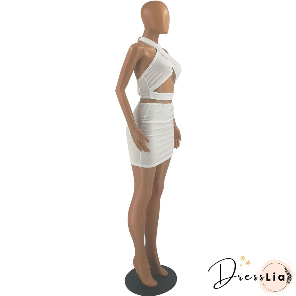 Crop Top Mini Skirt Two Piece Set