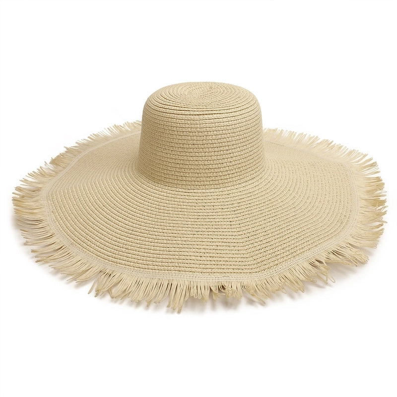 Unisex Minimalist Solid Color Wide Eaves Straw Hat