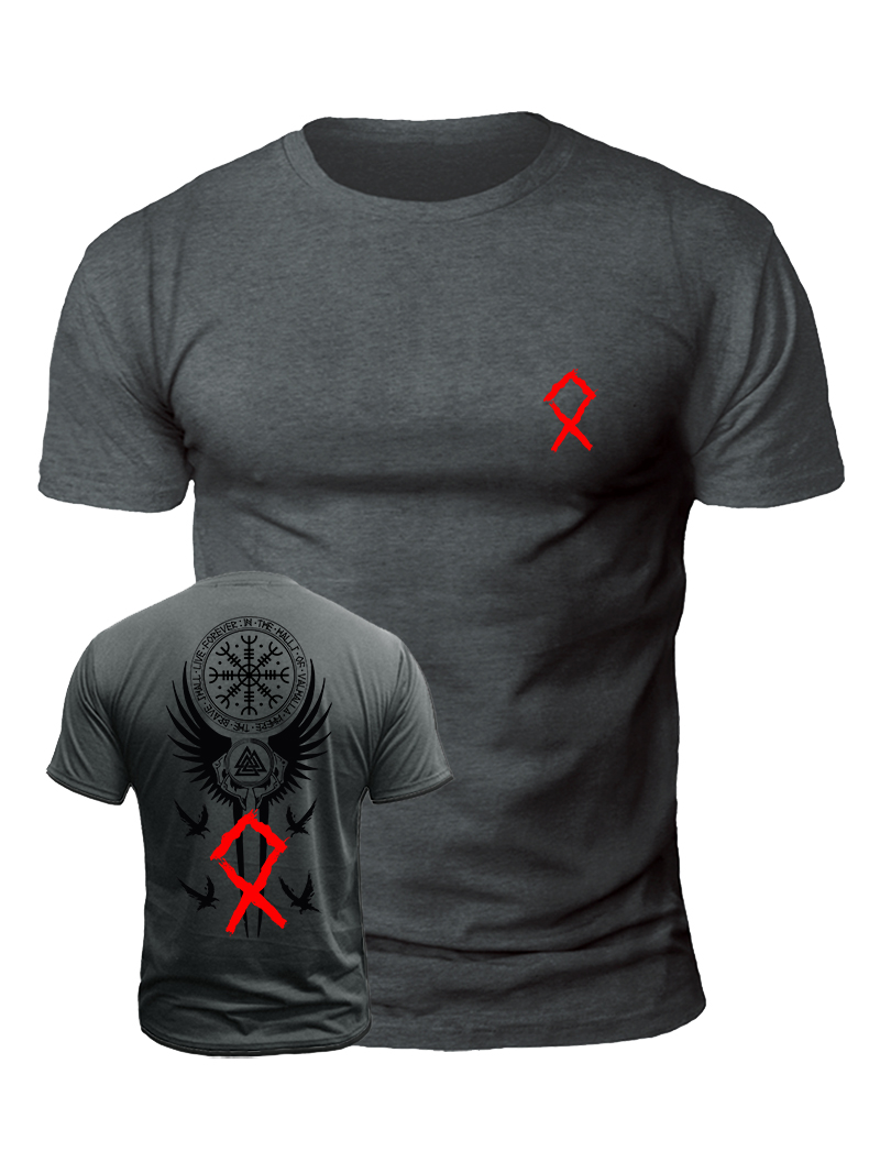 Men's Viking Rune Symbol Print Casual Short Sleeve T-shirt