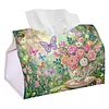 (24cm)Diamond Art Tissue Box DIY PU Napkin Cover for Home(Butterflies and flowers)