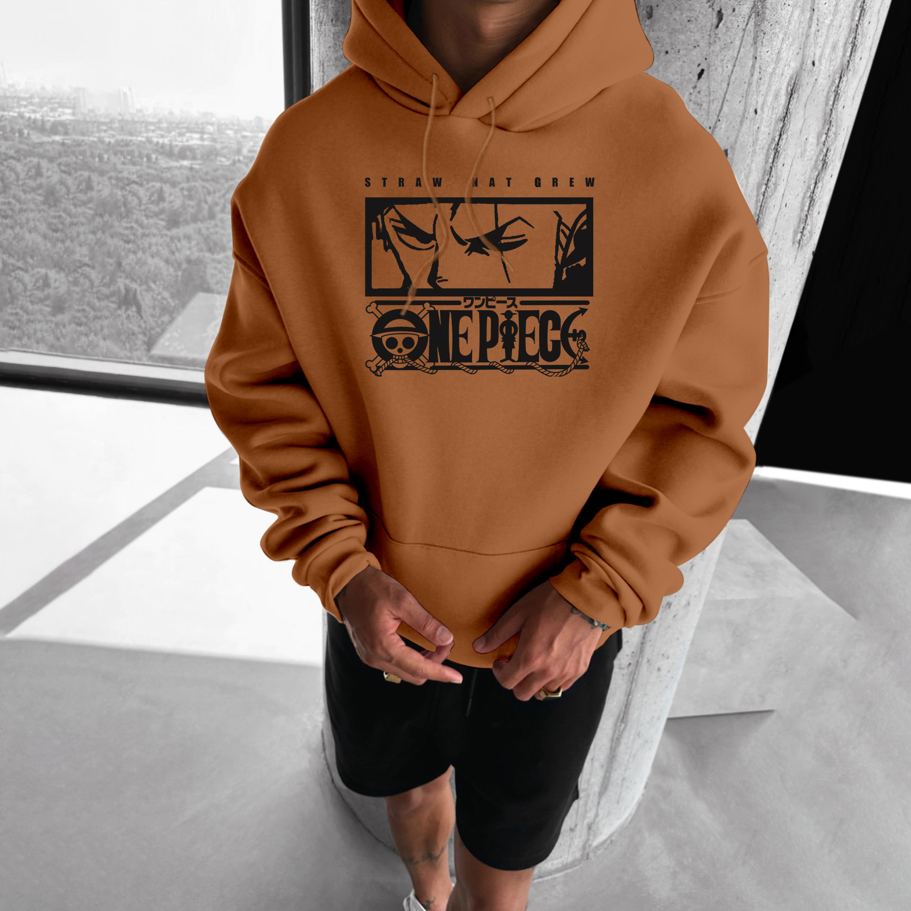 Unisex Oversized "One Piece" Graphic Print Hooded