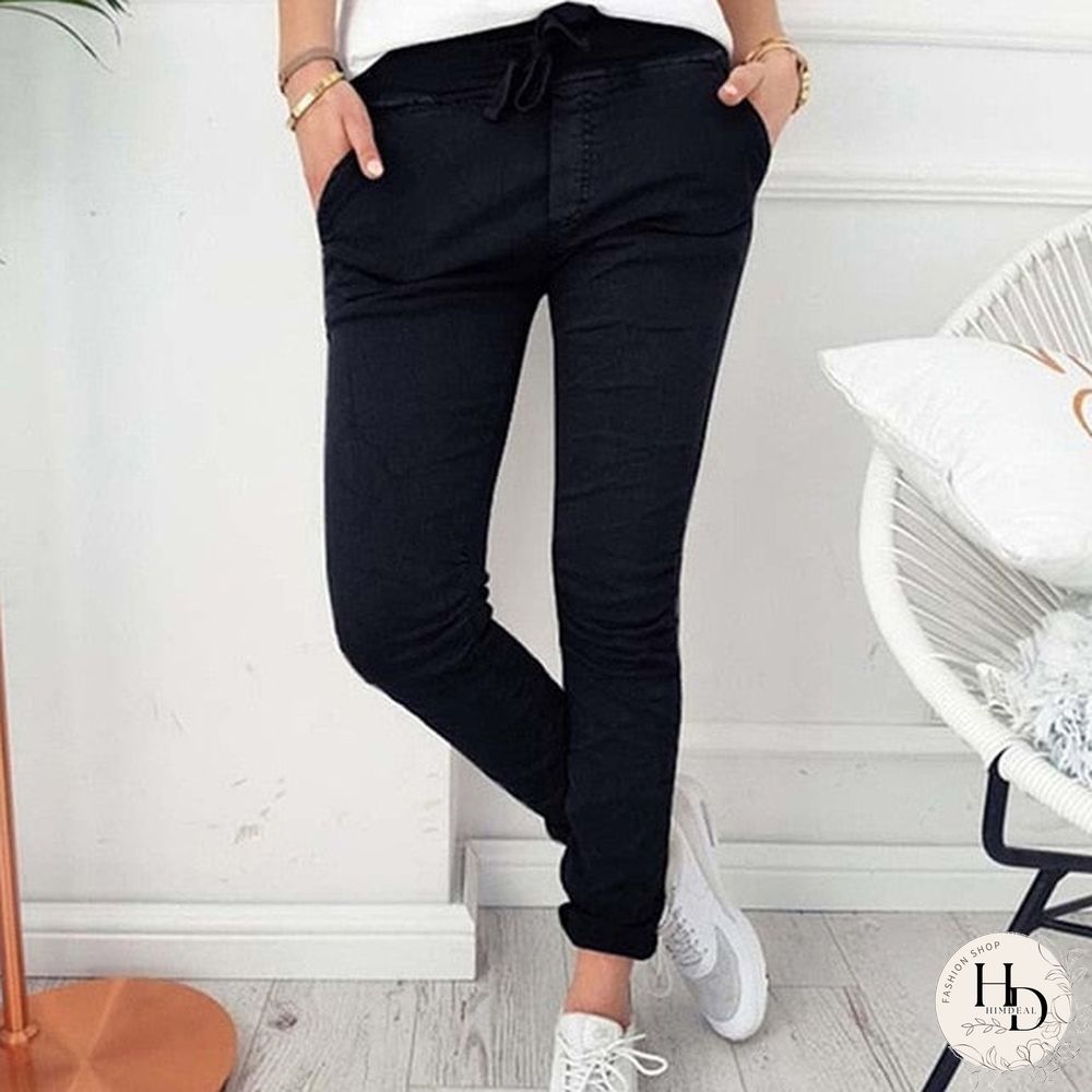 Loose Bow Tie Ruffles Women Pants Casual Solid High Waisted Belt Pocket Spring Women