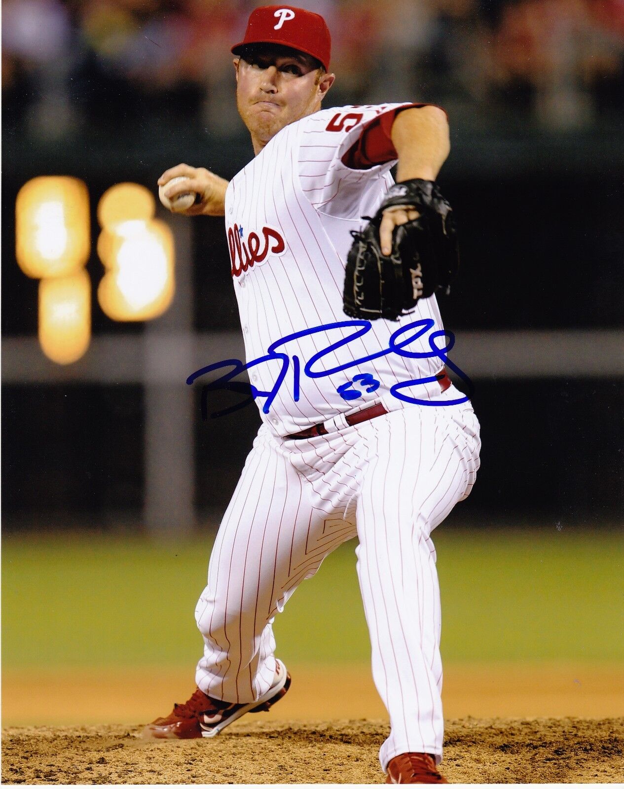 B.J. ROSENBERG PHILADELPHIA PHILLIES ACTION SIGNED 8x10