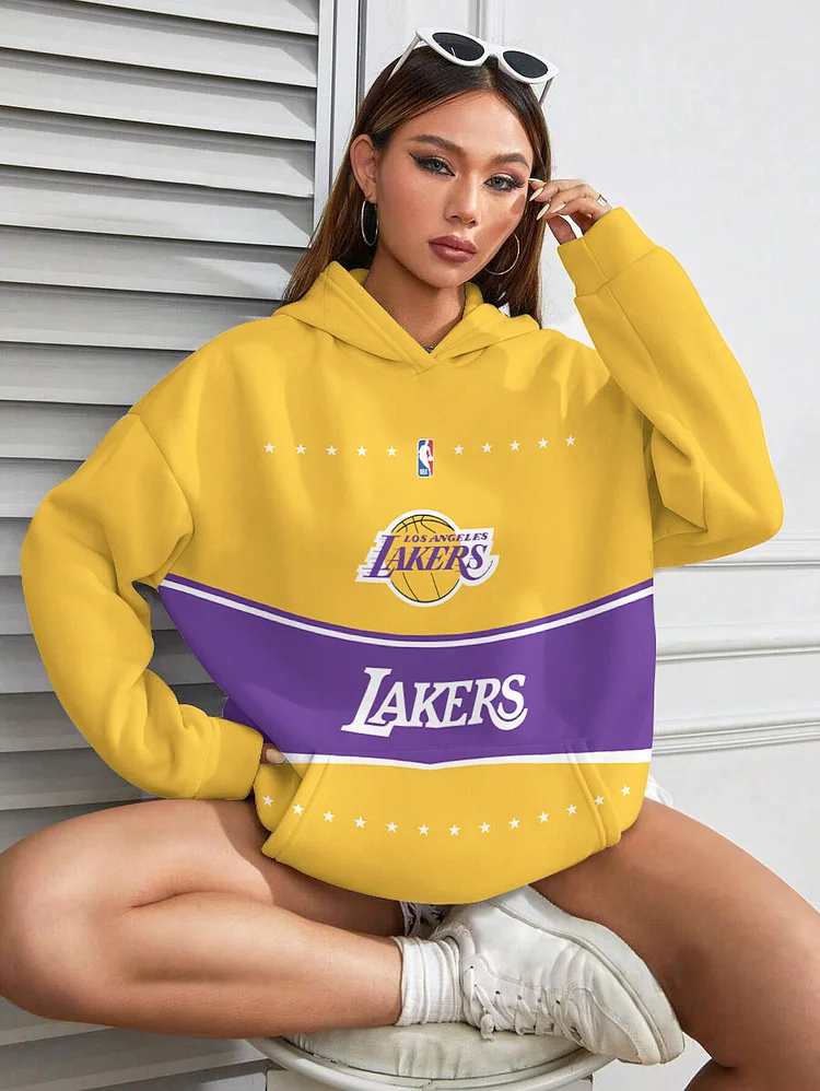 Los Angeles Lakers  Printed Hooded Pocket Pullover Hoodie