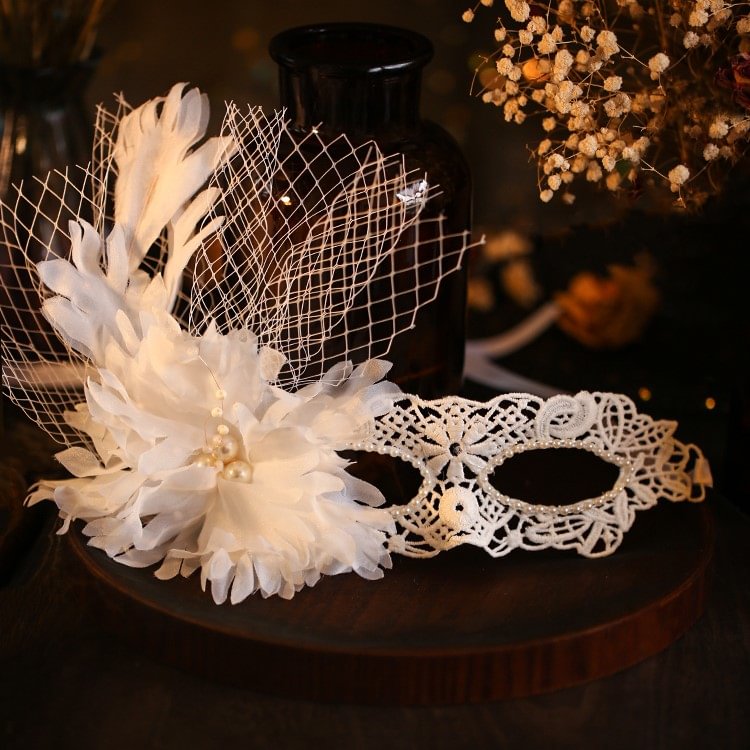 [2022 BTS DALMAJUNG] & [Halloween] White Feather Lace Mask