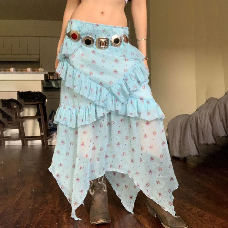 Rivets Irregular Flower Puffy Skirt main image 1