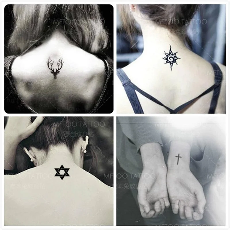 50pcs Tattoo Stickers Waterproof Women Lasting Korea Simulation Arm Nnkle Male Personality Totem Tattoo Dtickers Dark