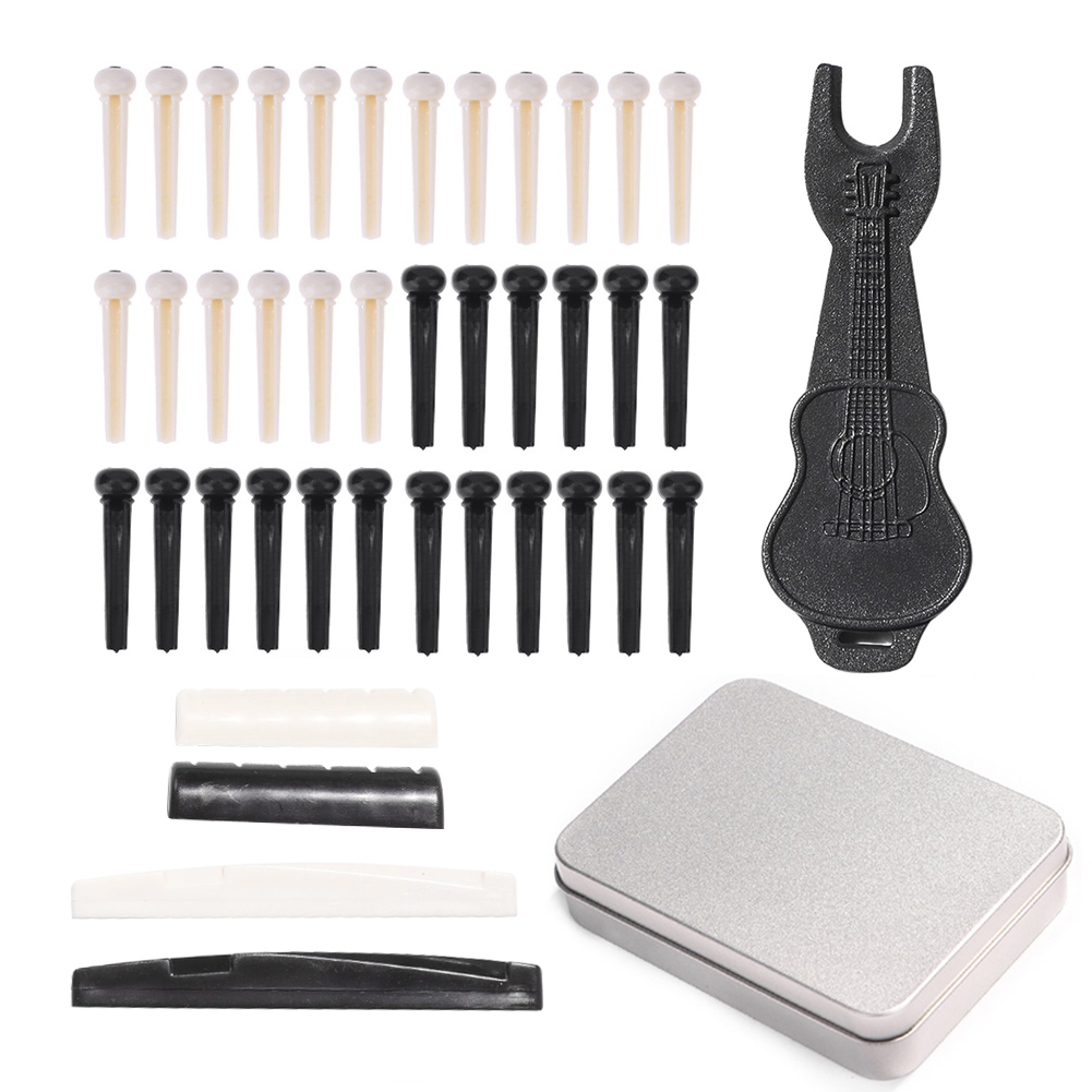

42pcs Guitar Bridge Pins Pegs with Saddle Nut Pins Puller Remover Extractor, 501 Original