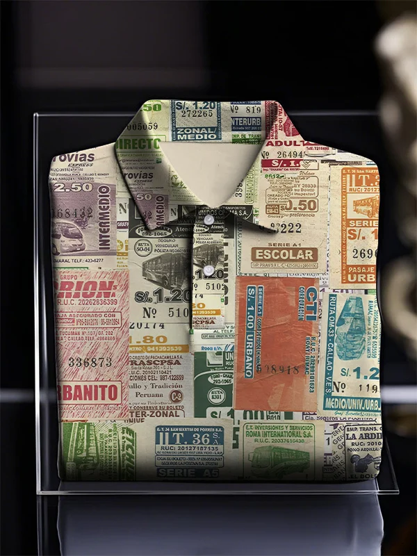 Men's Vintage Tickets Printed Polo Shirt