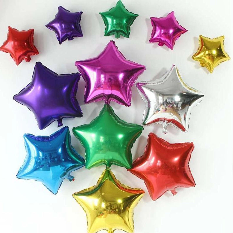100 Pieces 10-inch Star-shaped Heart-shaped Foil Balloons Star Pattern Foil Balloons For Wedding Birthday Decoration Balloon Arrangement