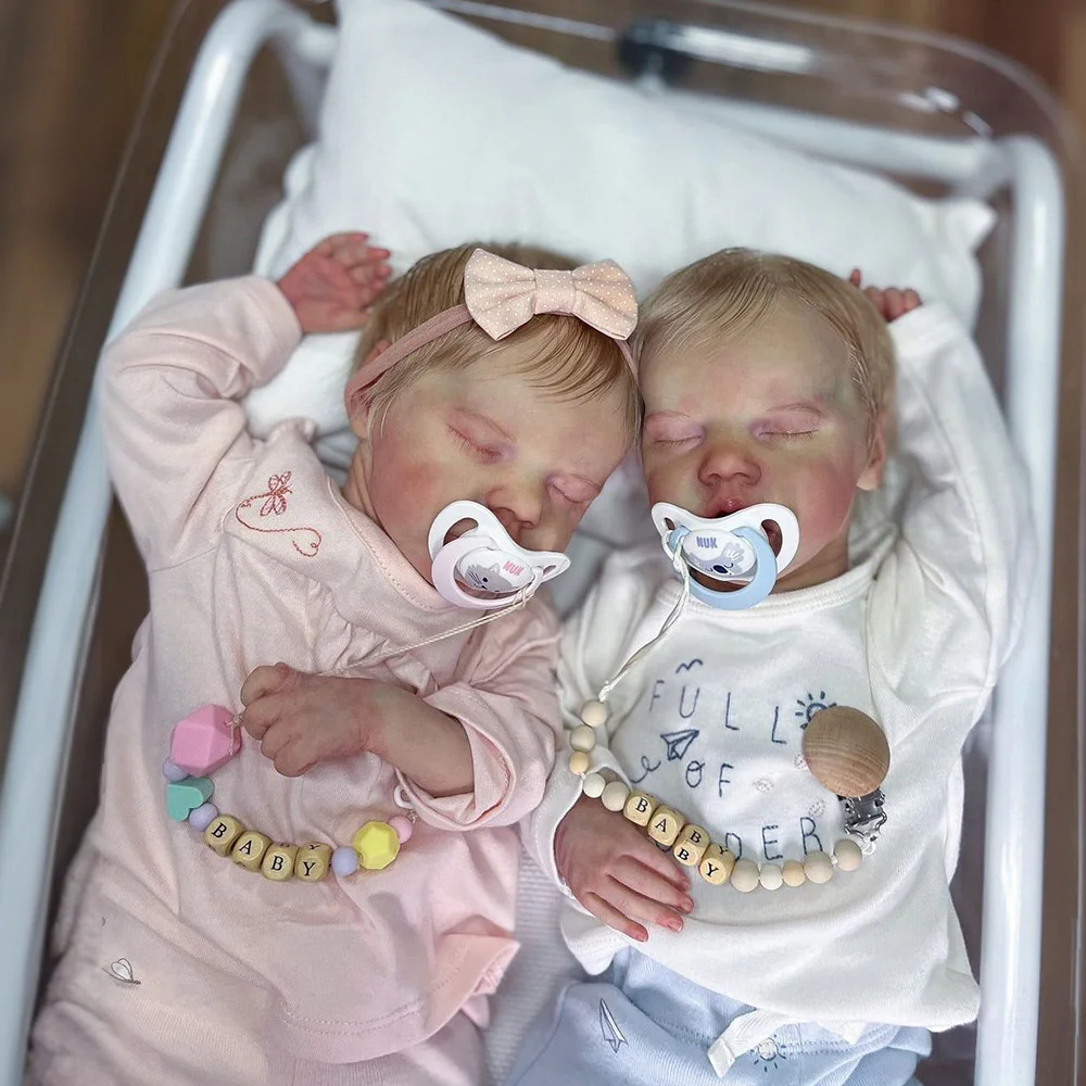 [Heartbeat💖 & Sound🔊] 17'' Real Lifelike Twins Boy and Girl Sleeping Reborn Soft Silicone Vinyl Baby Doll Dasiy and Renay -Creativegiftss® - [product_tag] RSAJ-Creativegiftss®