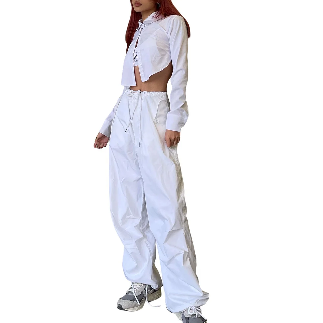 Zingj Street Retro Loose High Waist Paper Pants
