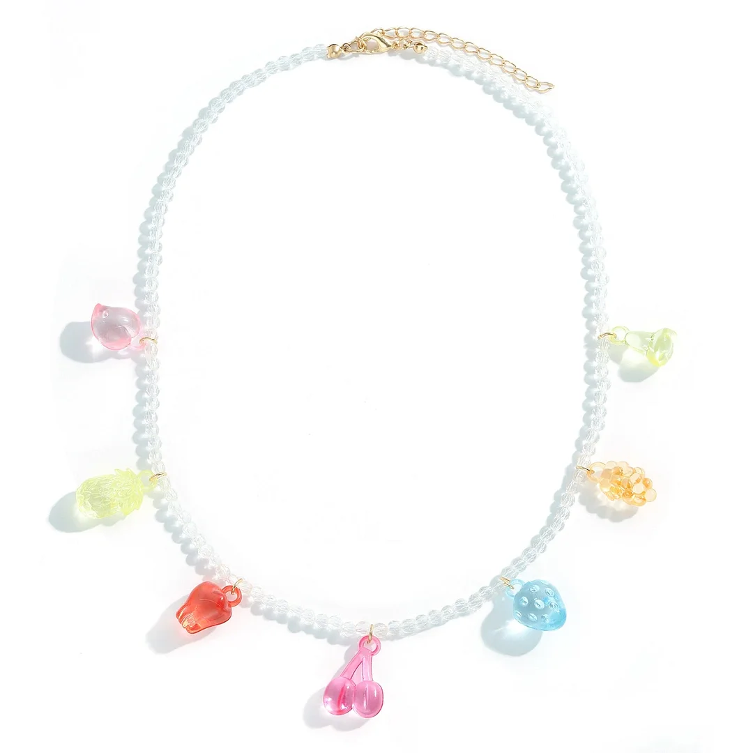 Dvacaman 2021 New INS Korean Sweet Colorful Little Flower Acrylic Pearl Bohemian Beaded Clavicle Necklaces for Women DIY Jewelry