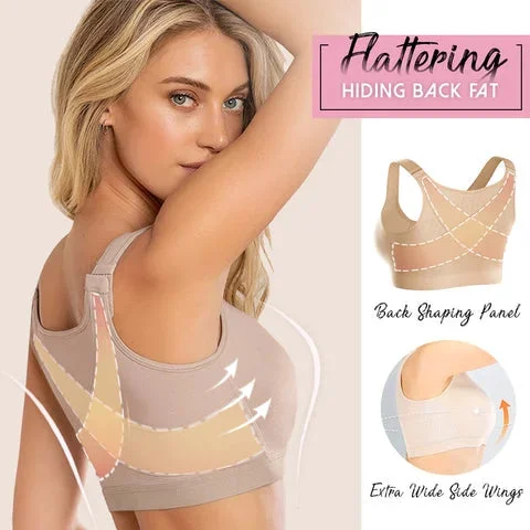Front Closure Posture Wireless Back Support Full Coverage Bra (BUY 1 GET 2 FREE)-BEIGE+White+Black