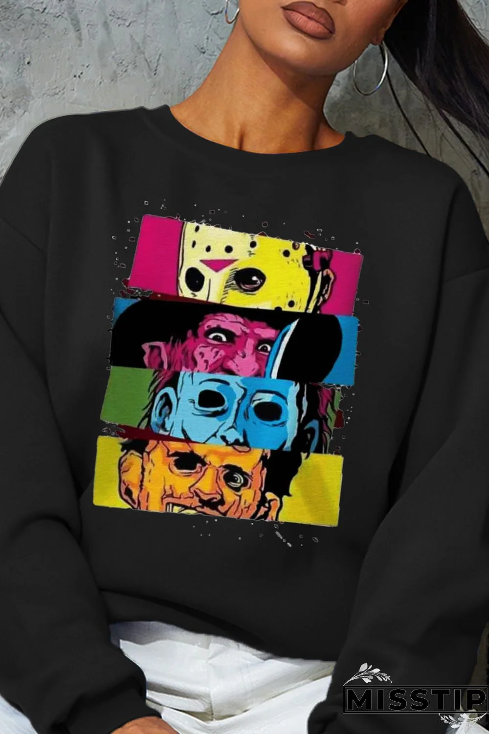 Yellow Party Print Patchwork O Neck Tops