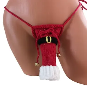 pornhint Pornhint Men Glitter Santa Xmas Christmas Novelty Peek-a-Boo WillyWarmer Thong Gstring Fun Gift