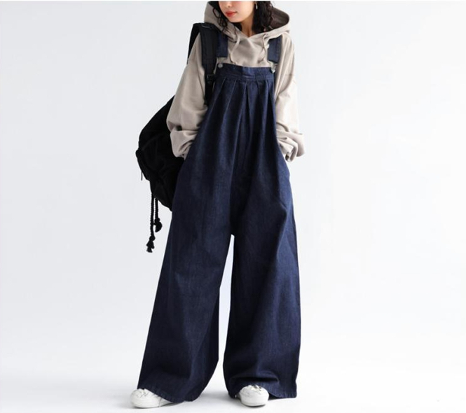 Loose Casual Denim Wide Leg Jumpsuit